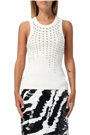 Des Phemmes Top, Dame, Hvid, S, Krystal Ribbet Tank Top