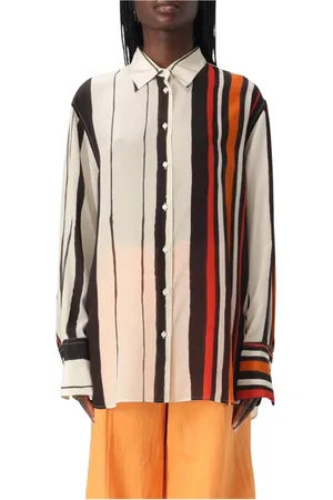 Aspesi Bluser & Skjorter, Dame, Flerfarvet, M, Orange Silkebluse Skjorte