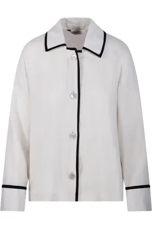 Max Mara Bluser & Skjorter, Dame, Hvid, S, Offwhite Hørskjorte med Perlemorsknapper