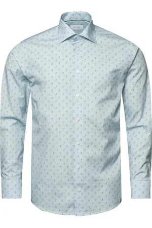 Eton Skjorte, Herre, Blå, 4XL, Bomuld, Slim Fit Drikkeskjorte 100% Bomuld