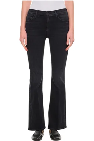 Mother Jeans, Dame, Sort, W27, Bomuld, Sorte højtaljede flare jeans