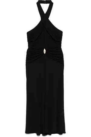 Elisabetta Franchi Kjole, Dame, Sort, L, Uld, Sort En-Skulder Draperet Kjole