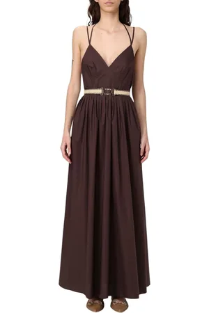 Twin-Set Kjole, Dame, Brun, S, Bomuld, Kaffe Maxi Kjole Plisseret Nederdel