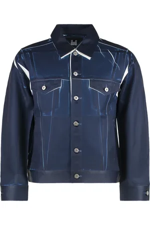 Comme des Garçons Jakke, Herre, Blå, S, Polyester, Polyester Overshirt med Lommer