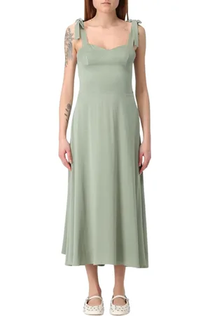 Armani Exchange Kjole, Dame, Grøn, S, Uld, Grøn Midi Kjole med TieShoulder