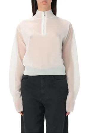 Pinko Strik, Dame, Hvid, M, Uld, Hvid Zip-Up Strik Trøje