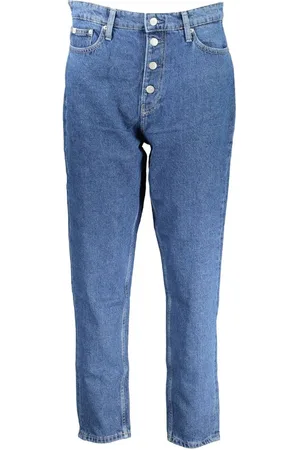 Calvin Klein Jeans, Dame, Blå, W26, Bomuld, Blå Bomuld Kvinder Mom Jeans