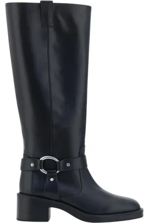 Stuart Weitzman Sko, Dame, Sort, 37 EU, Læder, Sorte Highland Støvler Ringdetalje