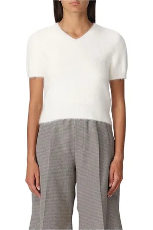 Maison Margiela Strik, Dame, Hvid, XS, Elegant hvid Mohair Sweater