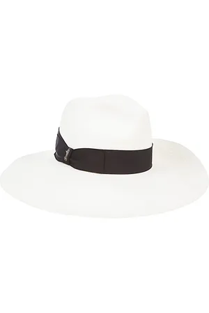 Borsalino Tilbehør, Dame, Hvid, S, Sort stråhat med side logo