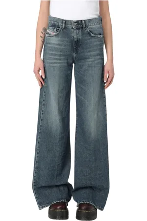 Diesel Jeans, Dame, Blå, W26, Uld, Wide Leg Jeans Kvinder Stilfuld