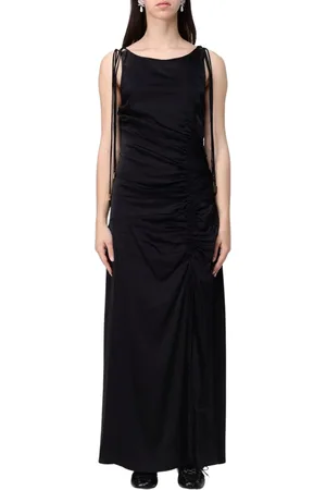 Ganni Kjole, Dame, Sort, S, Elegant Ruffled Midi Kjole