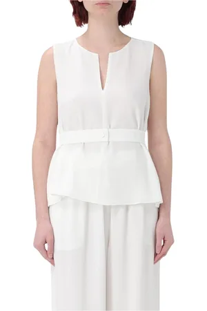 Emporio Armani Top, Dame, Hvid, L, Polyester, Hvid Peplum Top