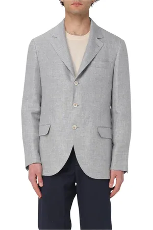 Brunello Cucinelli Jakke, Herre, Grå, 3XL, Linned, Elegant Grå Blazer til Mænd