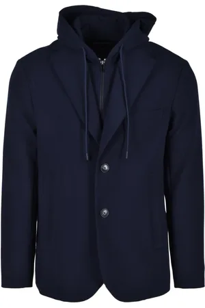 Emporio Armani Jakke, Herre, Blå, 4XL, Polyester, Elegant Blazer med Polyesterblanding