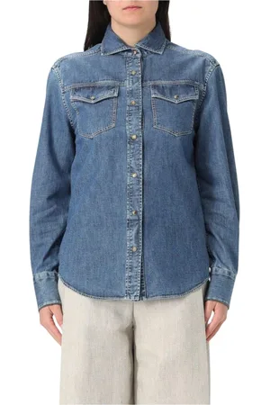Brunello Cucinelli Bluser & Skjorter, Dame, Blå, S, Denim, Blå Ærmeløs V-hals Top