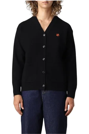 Kenzo Strik, Dame, Sort, L, Uld, Sort Uldstrik Trøje med Rund Hals