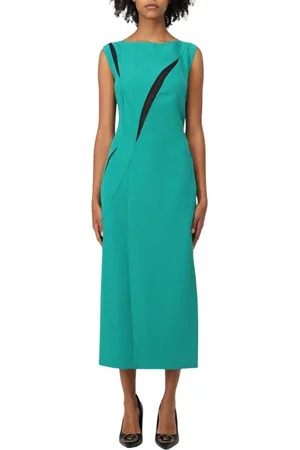 Roberto Cavalli Kjole, Dame, Grøn, M, Uld, Elegant Grøn Asymmetrisk Kjole