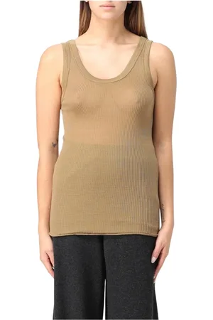 LEMAIRE Top, Dame, Gul, M, Uld, Guld Ribbet Silke Tank Top