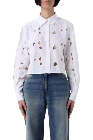 Msgm Bluser & Skjorter, Dame, Hvid, XS, Bomuld, Blomster CutOuts Hvid Skjorte Kvinder