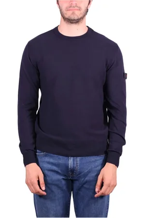 Peuterey Strik, Herre, Blå, L, Bomuld, Blå Bomuld Crew Neck Sweater