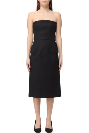 Sportmax Kjole, Dame, Sort, XS, Gul Stropløs Kjole