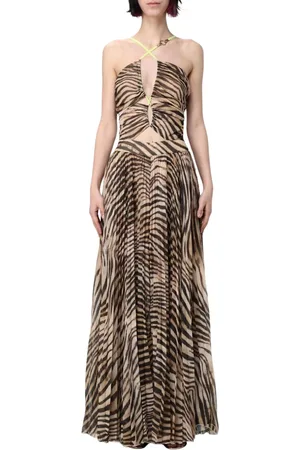 Roberto Cavalli Kjole, Dame, Brun, M, Luksus Dyreprint Kjole