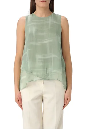 Armani Exchange Top, Dame, Grøn, XS, Uld, Grøn Abstrakt Print Silkebluse