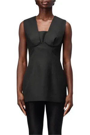 Sportmax Top, Dame, Grå, S, Uld, Grå Ærmeløs V-hals A-linje Top