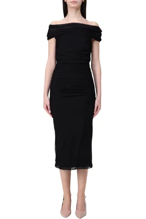 HANITA Kjole, Dame, Sort, XS, Uld, Orange Mesh Midi Kjole