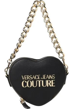 VERSACE Taske, Dame, Sort, ONE SIZE, Læder, Elegant Heart Shaped Chain Bag Clutch