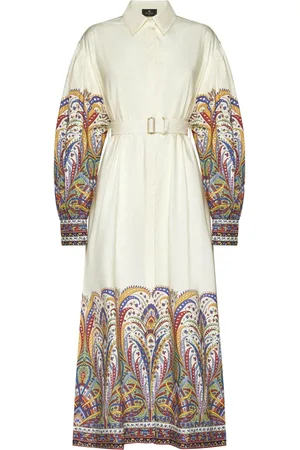 Etro Kjole, Dame, Flerfarvet, XS, Bomuld, Floral V-Neck Flared Kjole