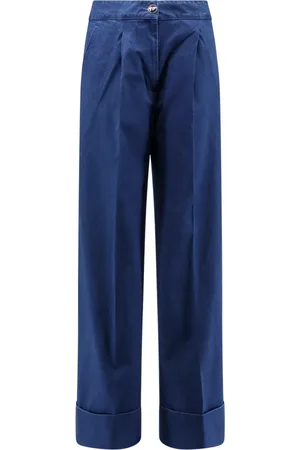 VALENTINO Bukser, Dame, Blå, 2XS, Bomuld, Bred pasform bundfold jeans