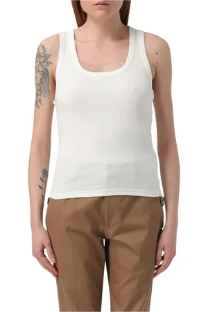 Burberry Top, Dame, Hvid, XS, Hvid Ribstrikket Tank Top