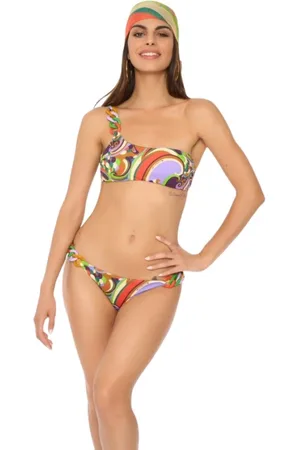 MISS BIKINI Badetøj, Dame, Flerfarvet, S, Uld, Farverig Kæde Enskulders Bikini Top