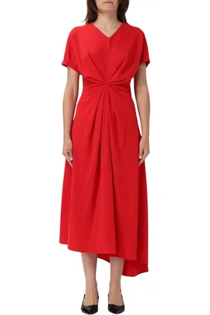 MEIMEIJ Kjole, Dame, Rød, M, Navy Midi Kjole Twisted Waist