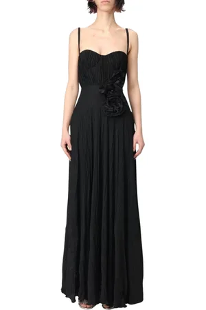 Elisabetta Franchi Kjole, Dame, Sort, S, Blå Metallic Maxi Kjole