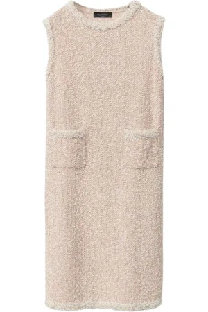 Fabiana Filippi Kjole, Dame, Lyserød, XL, Tweed, Hvid Tweed Shift Kjole med Lommer