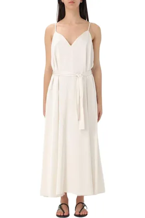 Armani Exchange Kjole, Dame, Hvid, M, Elegant Hvid Silke Slip Midi Kjole