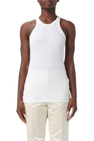 Sportmax Top, Dame, Hvid, S, Elegant Ribbet Tank Top