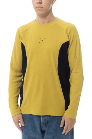 Pop Trading Company Strik, Herre, Flerfarvet, L, Bomuld, Grøn Vaffel Langærmet T-shirt