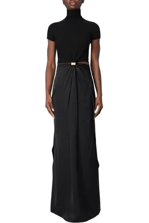 Sportmax Kjole, Dame, Sort, S, Satin, Sort Satin Maxi Kjole