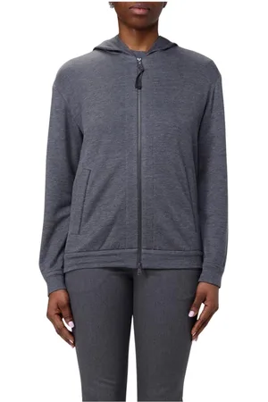 Brunello Cucinelli Sweathshirts & Hoodies, Dame, Grå, XL, Grå ZipUp Afslappet Fit Hoodie