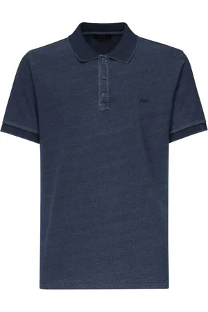 FAY Top, Herre, Blå, XL, Bomuld, Blå Polo Skjorte med Logo Broderi