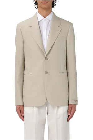 Fendi Jakke, Herre, Hvid, XL, Uld, Elegant Uld Blazer