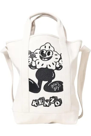 Kenzo Taske, Dame, Hvid, ONE SIZE, Uld, Elegant Blomst Lærredstaske