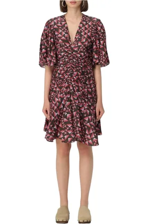 Isabel Marant Kjole, Dame, Flerfarvet, M, Bomuld, Multifarvet Taljeret Mini Kjole