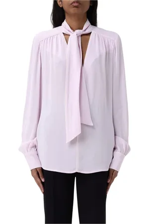 Elisabetta Franchi Bluser & Skjorter, Dame, Lyserød, L, Silke Slips Hals Bluse