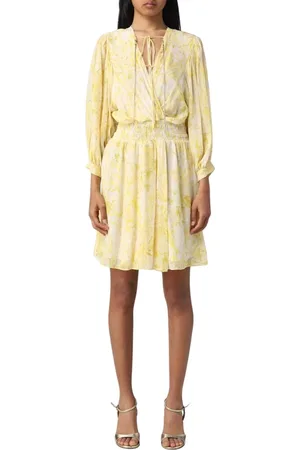 Patrizia Pepe Kjole, Dame, Gul, XS, Uld, Gul Blomstret Mini Kjole