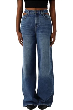 7 for all Mankind Jeans, Dame, Blå, W27, Uld, Rosa Wide Leg Jeans